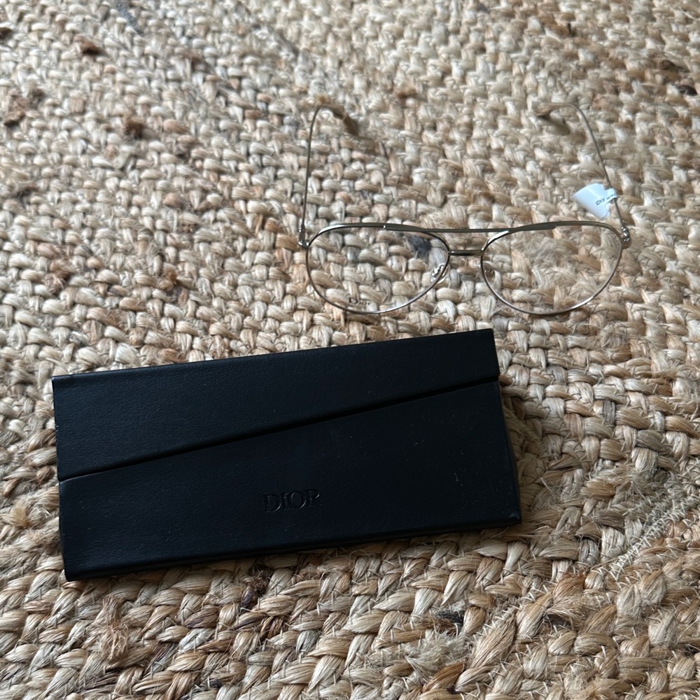 Dior Silver Aviator Glasses with Case